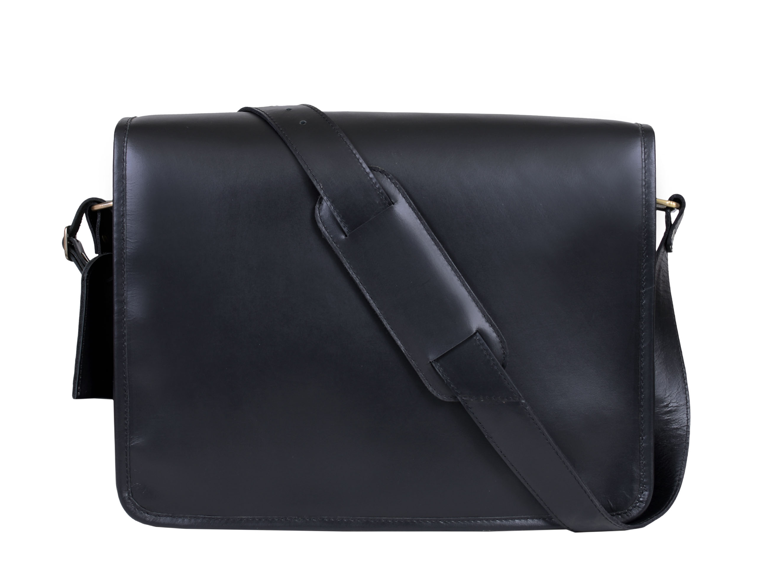 Messenger Cross-Body Bag Black - Jazlyn Leather